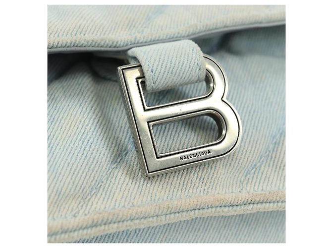 BALENCIAGA Borsa a Spalla Chain Crash Denim Blue Silver 716393 Auth 178295SAM Argento - vista 17