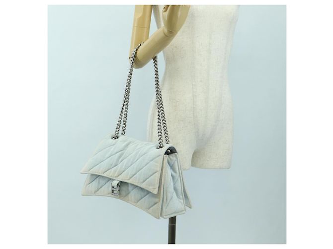 BALENCIAGA Borsa a Spalla Chain Crash Denim Blue Silver 716393 Auth 178295SAM Argento - vista 25