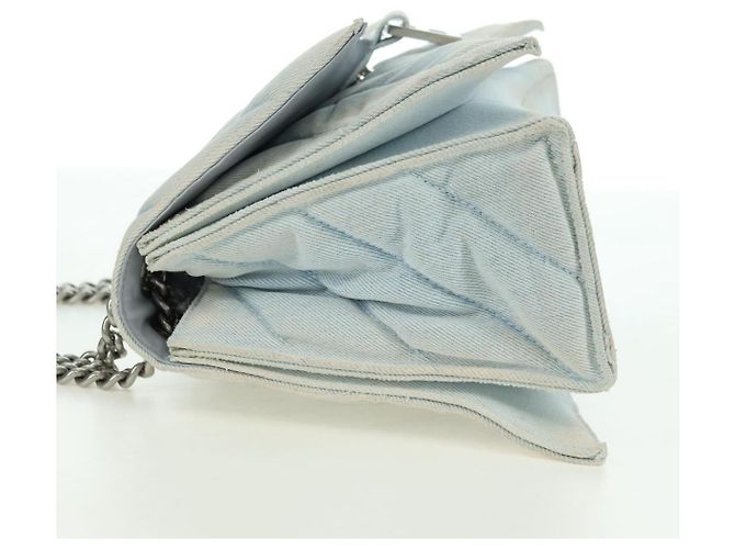 BALENCIAGA Borsa a Spalla Chain Crash Denim Blue Silver 716393 Auth 178295SAM Argento - vista 3