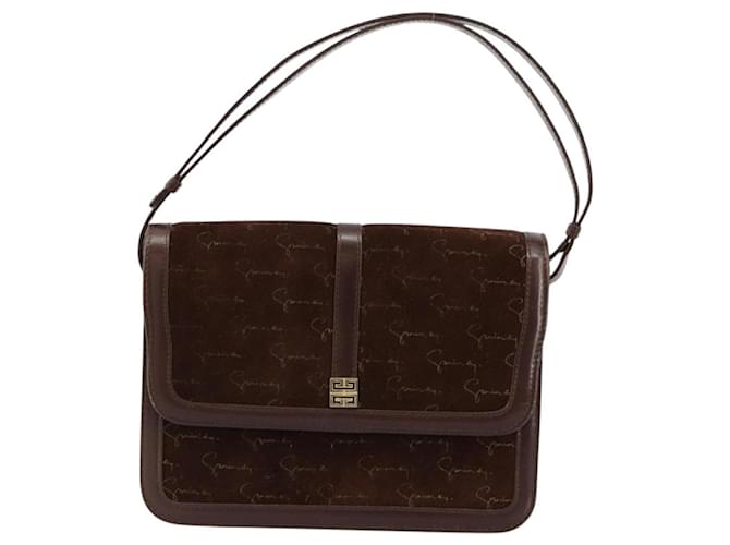 Borsa a Spalla GIVENCHY Scamoso Marrone Oro Auth bs35122 D'oro - vista 13