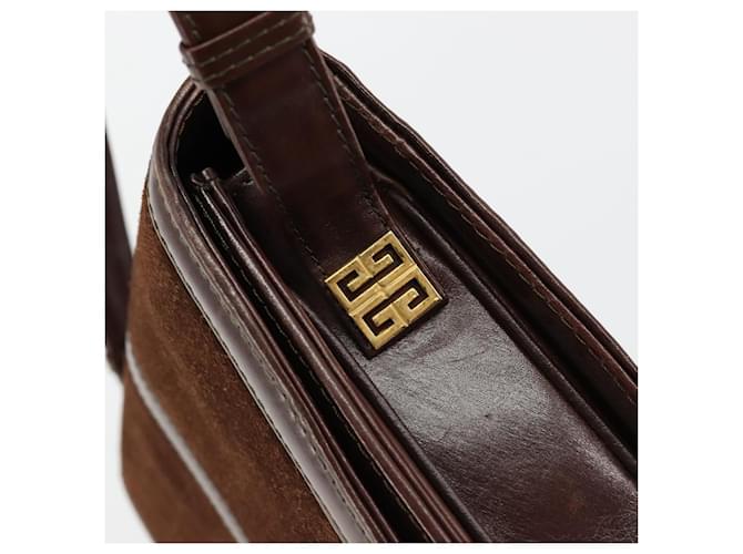 Borsa a Spalla GIVENCHY Scamoso Marrone Oro Auth bs35122 D'oro - vista 17