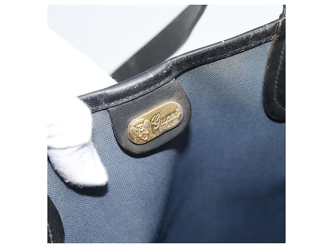 Borsa GUCCI Micro GG Supreme Sherry Line PVC Navy Gold 002 904 0131 Auth 181396 D'oro Blu navy - vista 10