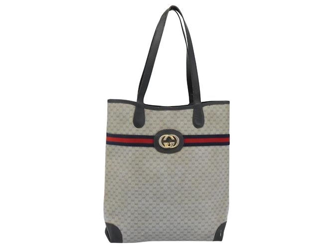 Borsa GUCCI Micro GG Supreme Sherry Line PVC Navy Gold 002 904 0131 Auth 181396 D'oro Blu navy - vista 13