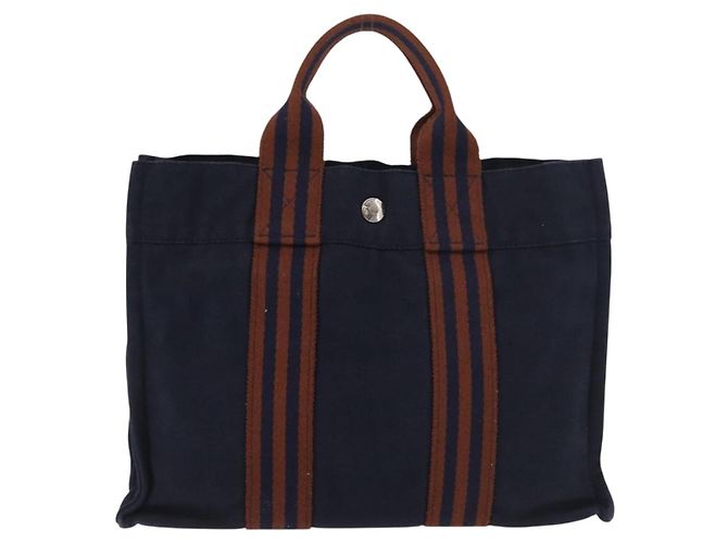 Hermès Borsa Fourre Tout PM HERMES in tela Marrone Navy Auth BA12639A Blu navy - vista 2