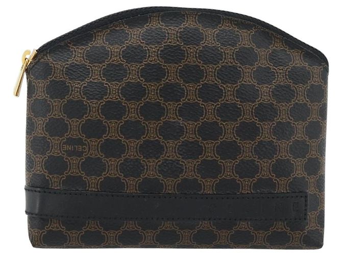 Céline Pochette CELINE Macadam Canvas PVC Pelle Nera Oro Auth am11653A Nero D'oro - vista 13