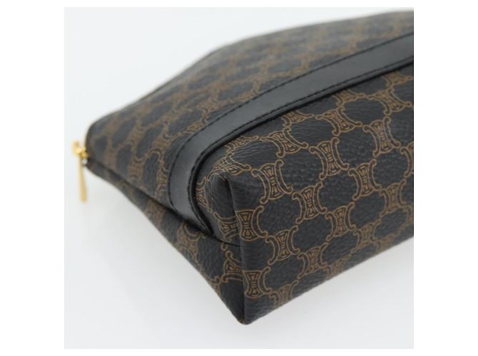 Céline Pochette CELINE Macadam Canvas PVC Pelle Nera Oro Auth am11653A Nero D'oro - vista 14