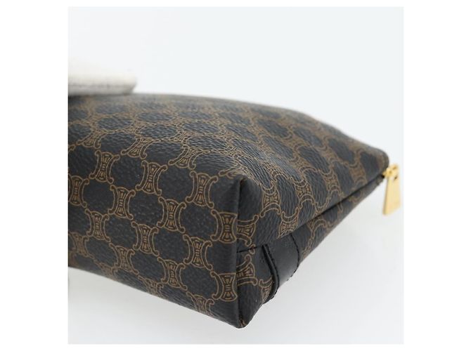 Céline Pochette CELINE Macadam Canvas PVC Pelle Nera Oro Auth am11653A Nero D'oro - vista 15