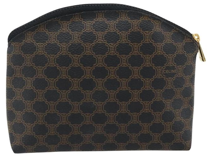 Céline Pochette CELINE Macadam Canvas PVC Pelle Nera Oro Auth am11653A Nero D'oro - vista 2