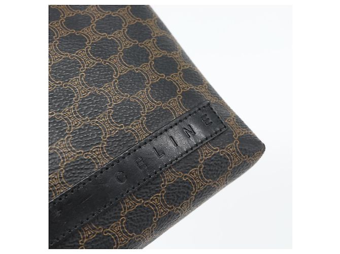 Céline Pochette CELINE Macadam Canvas PVC Pelle Nera Oro Auth am11653A Nero D'oro - vista 8