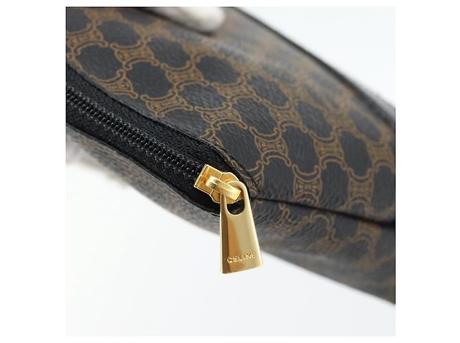 Céline Pochette CELINE Macadam Canvas PVC Pelle Nera Oro Auth am11653A Nero D'oro - vista 9