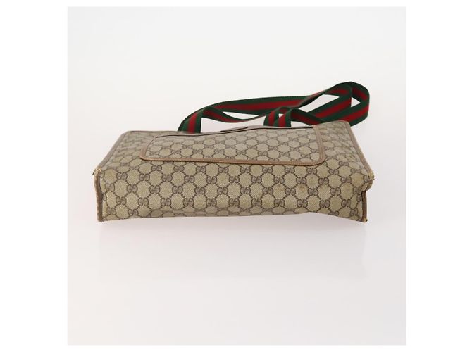 Borsa Tote GUCCI GG Supreme Web Sherry Line PVC 4 Set Beige Marrone Auth 178835 - vista 12