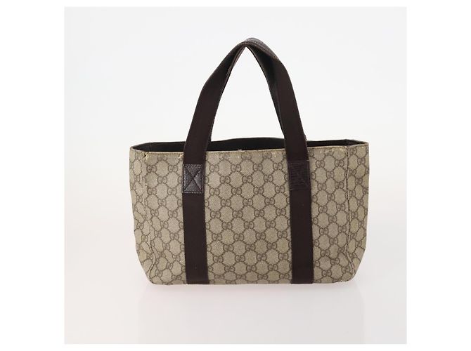Borsa Tote GUCCI GG Supreme Web Sherry Line PVC 4 Set Beige Marrone Auth 178835 - vista 15