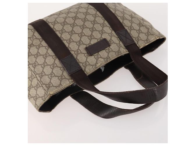 Borsa Tote GUCCI GG Supreme Web Sherry Line PVC 4 Set Beige Marrone Auth 178835 - vista 17