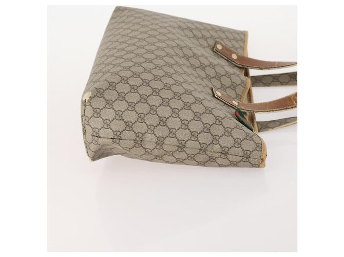 Borsa Tote GUCCI GG Supreme Web Sherry Line PVC 4 Set Beige Marrone Auth 178835 - vista 22