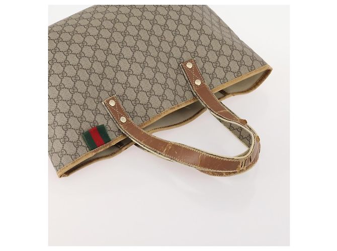 Borsa Tote GUCCI GG Supreme Web Sherry Line PVC 4 Set Beige Marrone Auth 178835 - vista 23