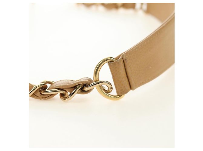 CHANEL Borsa a Spalla con Catena in Pelle Caviar Beige Oro CC Auth ka4405V D'oro - vista 15