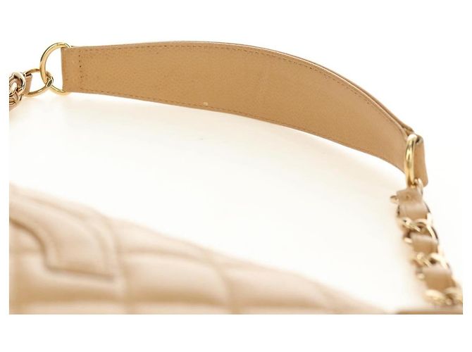 CHANEL Borsa a Spalla con Catena in Pelle Caviar Beige Oro CC Auth ka4405V D'oro - vista 16