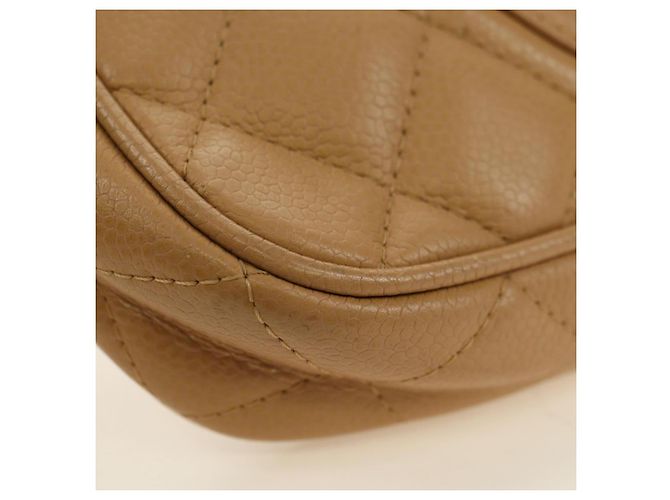 CHANEL Borsa a Spalla con Catena in Pelle Caviar Beige Oro CC Auth ka4405V D'oro - vista 17