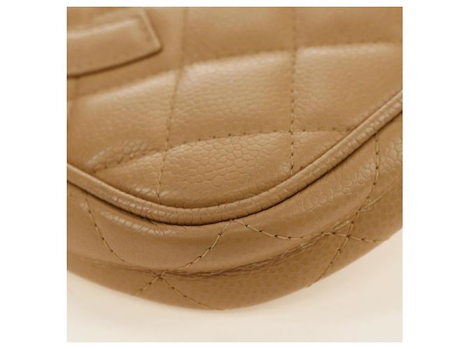 CHANEL Borsa a Spalla con Catena in Pelle Caviar Beige Oro CC Auth ka4405V D'oro - vista 18