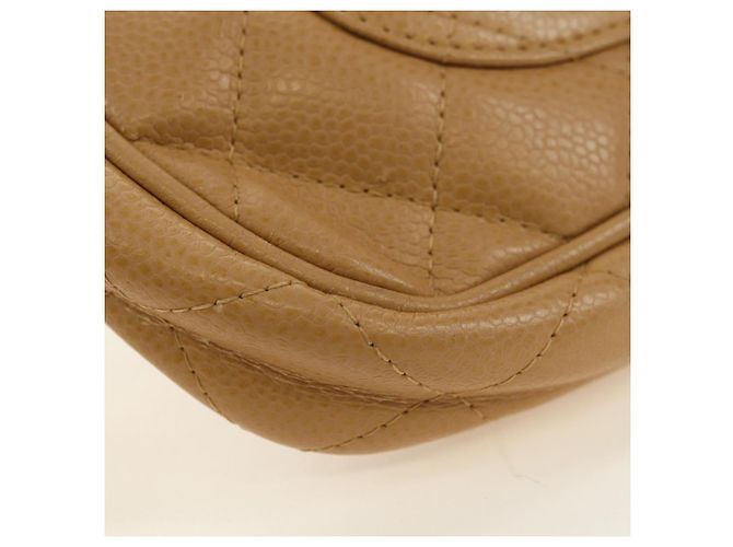 CHANEL Borsa a Spalla con Catena in Pelle Caviar Beige Oro CC Auth ka4405V D'oro - vista 19