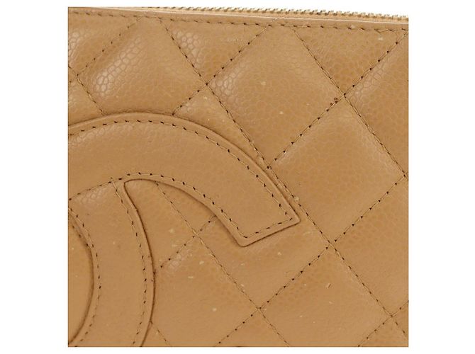 CHANEL Borsa a Spalla con Catena in Pelle Caviar Beige Oro CC Auth ka4405V D'oro - vista 2