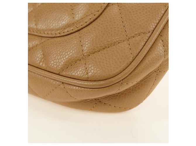 CHANEL Borsa a Spalla con Catena in Pelle Caviar Beige Oro CC Auth ka4405V D'oro - vista 20