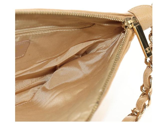 CHANEL Borsa a Spalla con Catena in Pelle Caviar Beige Oro CC Auth ka4405V D'oro - vista 24