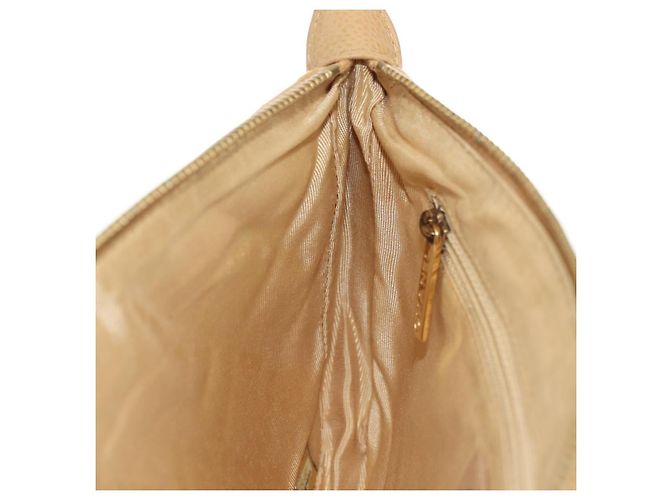 CHANEL Borsa a Spalla con Catena in Pelle Caviar Beige Oro CC Auth ka4405V D'oro - vista 25