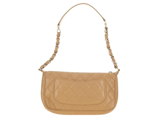 CHANEL Borsa a Spalla con Catena in Pelle Caviar Beige Oro CC Auth ka4405V D'oro - vista 3