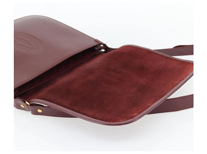 Borsa a Spalla CARTIER Must Line Pelle Bordeaux Oro Auth bs35291 D'oro Bordò - vista 10