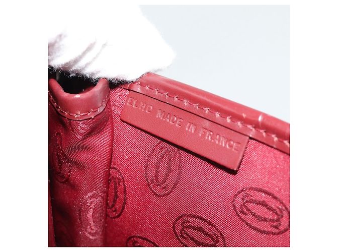 Borsa a Spalla CARTIER Must Line Pelle Bordeaux Oro Auth bs35291 D'oro Bordò - vista 12