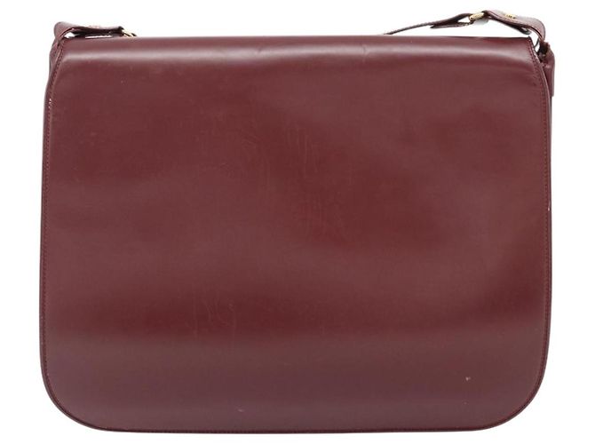 Borsa a Spalla CARTIER Must Line Pelle Bordeaux Oro Auth bs35291 D'oro Bordò - vista 13