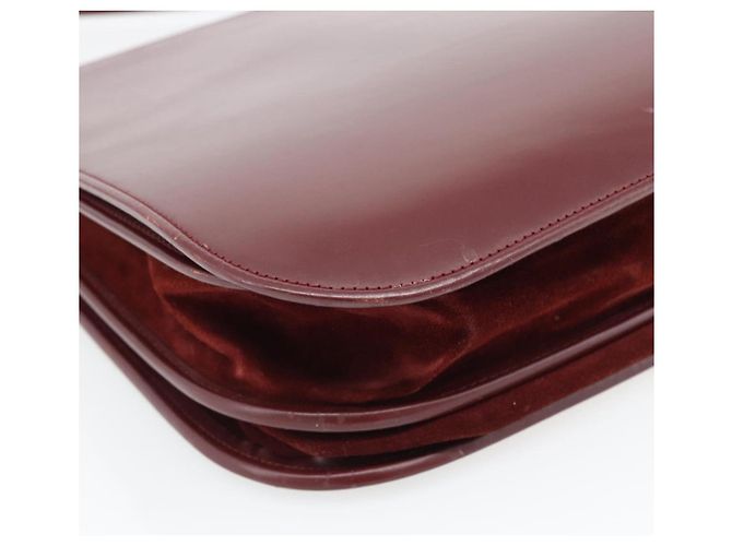 Borsa a Spalla CARTIER Must Line Pelle Bordeaux Oro Auth bs35291 D'oro Bordò - vista 14
