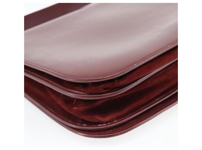 Borsa a Spalla CARTIER Must Line Pelle Bordeaux Oro Auth bs35291 D'oro Bordò - vista 16