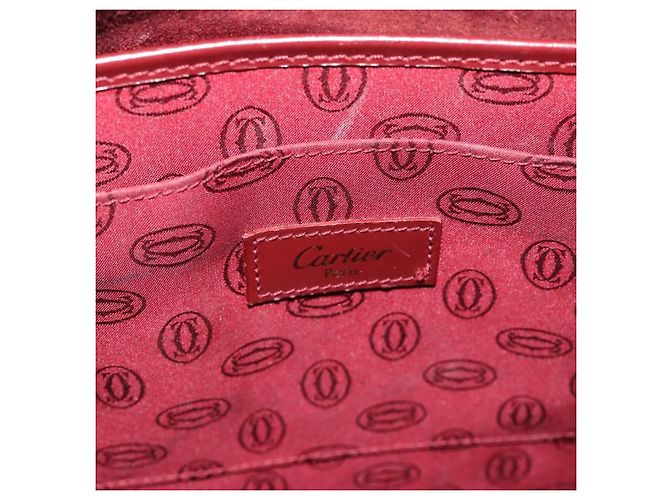Borsa a Spalla CARTIER Must Line Pelle Bordeaux Oro Auth bs35291 D'oro Bordò - vista 17