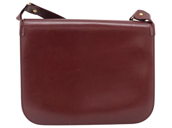 Borsa a Spalla CARTIER Must Line Pelle Bordeaux Oro Auth bs35291 D'oro Bordò - vista 2