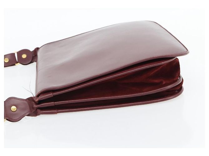 Borsa a Spalla CARTIER Must Line Pelle Bordeaux Oro Auth bs35291 D'oro Bordò - vista 3