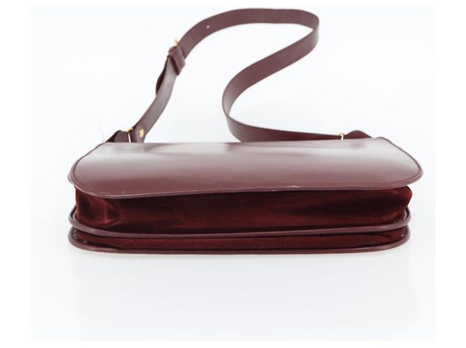 Borsa a Spalla CARTIER Must Line Pelle Bordeaux Oro Auth bs35291 D'oro Bordò - vista 5