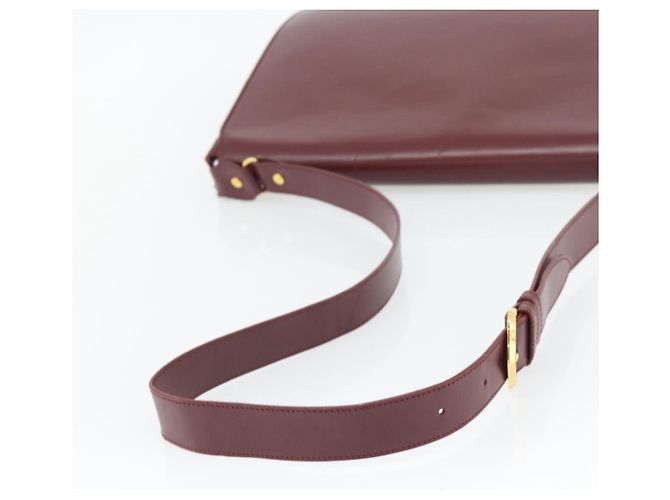 Borsa a Spalla CARTIER Must Line Pelle Bordeaux Oro Auth bs35291 D'oro Bordò - vista 7