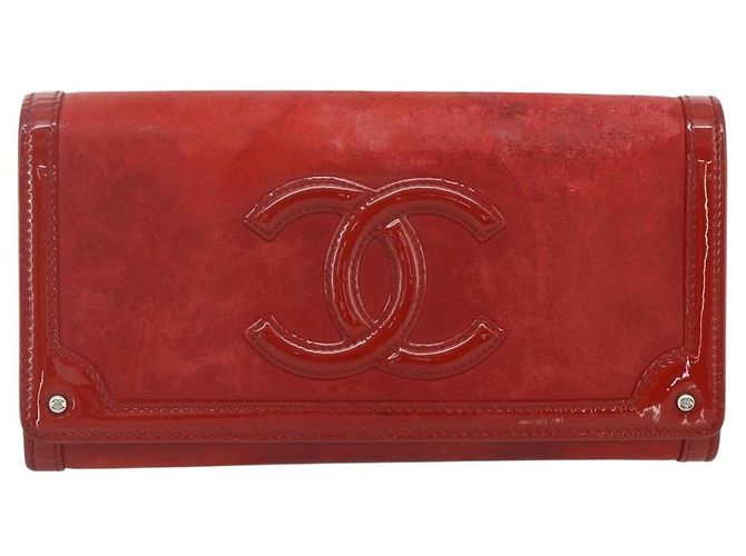 Portafoglio CHANEL in Pelle 3 Set Arancione Rosso nero CC Auth BA12678 - vista 2