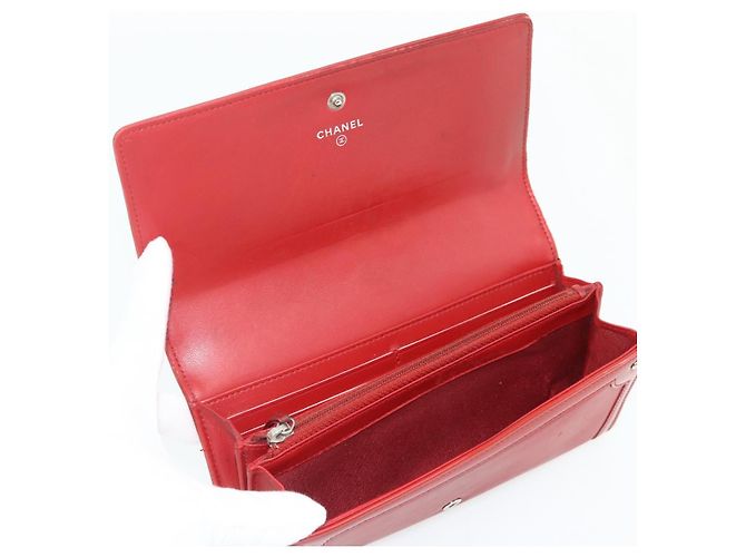 Portafoglio CHANEL in Pelle 3 Set Arancione Rosso nero CC Auth BA12678 - vista 7