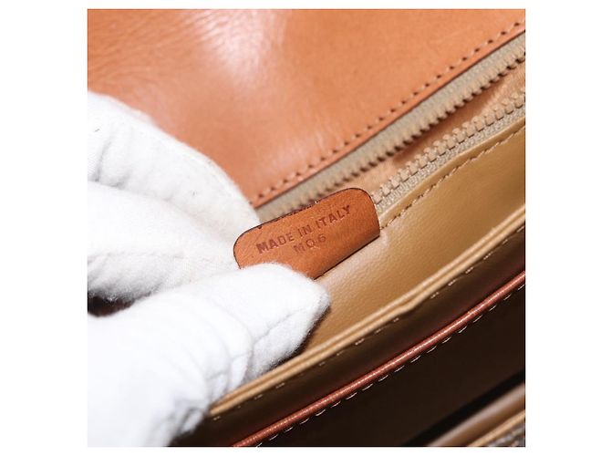Céline Borsa a tracolla CELINE Macadam Canvas PVC Pelle Marrone Oro Auth BA12811 D'oro - vista 12