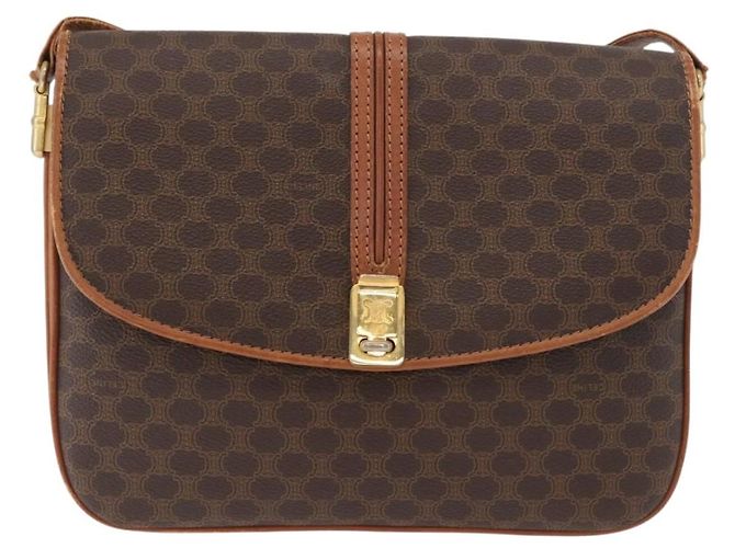 Céline Borsa a tracolla CELINE Macadam Canvas PVC Pelle Marrone Oro Auth BA12811 D'oro - vista 13