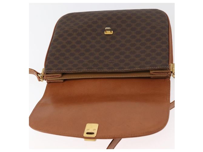 Céline Borsa a tracolla CELINE Macadam Canvas PVC Pelle Marrone Oro Auth BA12811 D'oro - vista 18