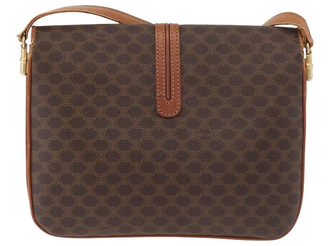 Céline Borsa a tracolla CELINE Macadam Canvas PVC Pelle Marrone Oro Auth BA12811 D'oro - vista 2