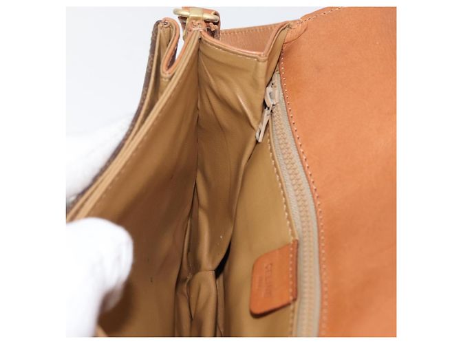 Céline Borsa a tracolla CELINE Macadam Canvas PVC Pelle Marrone Oro Auth BA12811 D'oro - vista 20