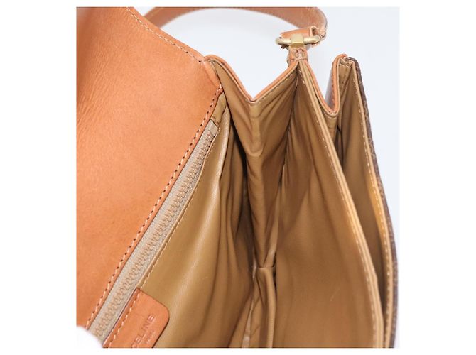 Céline Borsa a tracolla CELINE Macadam Canvas PVC Pelle Marrone Oro Auth BA12811 D'oro - vista 21