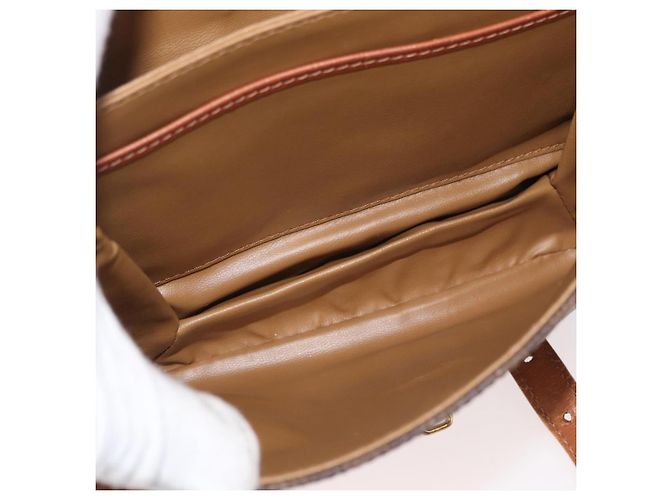 Céline Borsa a tracolla CELINE Macadam Canvas PVC Pelle Marrone Oro Auth BA12811 D'oro - vista 22