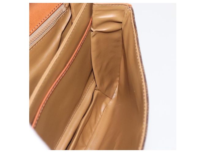 Céline Borsa a tracolla CELINE Macadam Canvas PVC Pelle Marrone Oro Auth BA12811 D'oro - vista 23