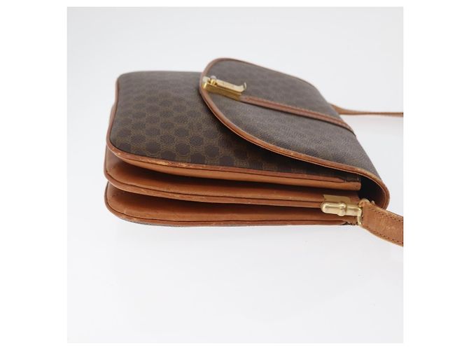 Céline Borsa a tracolla CELINE Macadam Canvas PVC Pelle Marrone Oro Auth BA12811 D'oro - vista 3